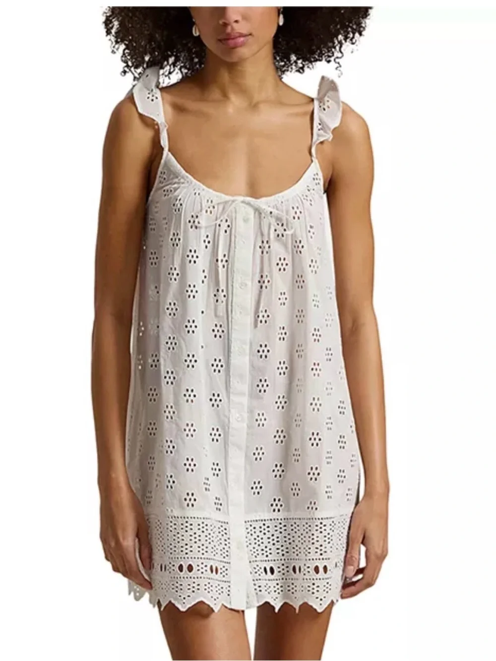 Polo Ralph Lauren eyelet cami sleep dress white size S